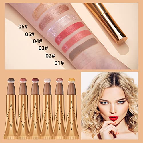Cream Liquid Highlighter Beauty Wand,Xcreando Shimmer Highlight Stick with Cushion Applicator Silky Bronzer Stick Waterproof Lightweight Face Contouring Makeup with Illuminator Finish(#04 Pearl White)