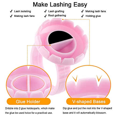 Lash Extension Glue Ring 200PC Eyelash Holder Fan Maker