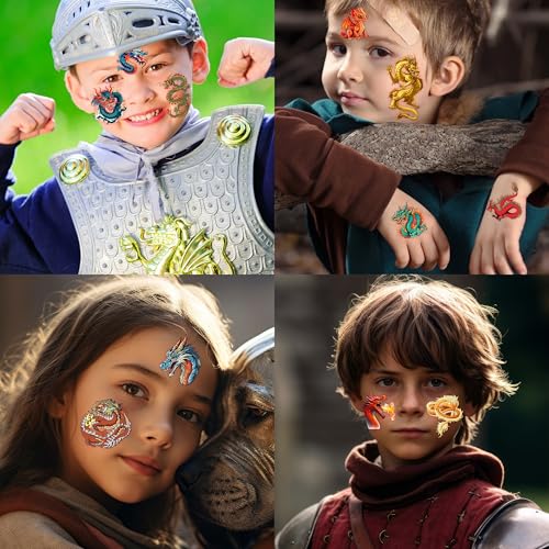 96 Pcs Dragon Temporary Tattoos for Kids Party Favors
