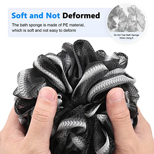 Black Loofah Back Scrubber with Wood Handle | PE Mesh