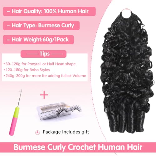 Virgin Human Hair Crochet Extensions 14" Burmese Curly