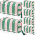 Gilprop 6 Pcs Clear Coated Makeup Bags Pink Green Striped Octagon Style Waterproof Cosmetic Organizer