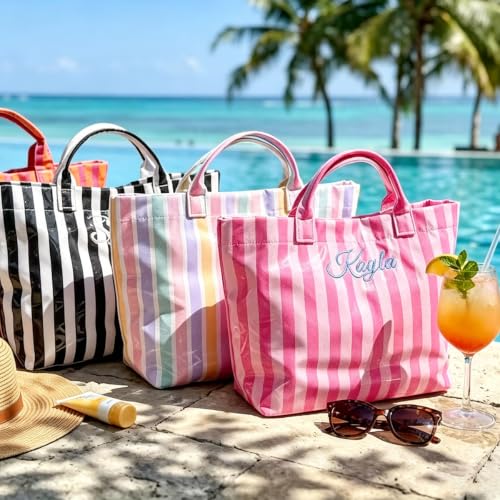 Personalized Jelly Striped PVC Tote Bag for Women