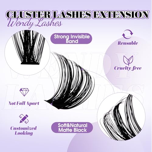 DIY Lash Clusters with Spikes Bottom Eyelash Clusters Spike Manga Individual Lashes Clusters Natural Look Eyelash Clusters Bottom Lashes Wispy Cluster Eyelash Extensions(80+100,12-18mm,0.07D)