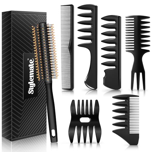 Stylemate Men's Hair Styling Combs & Brush Set for Quiff & Pompadour
