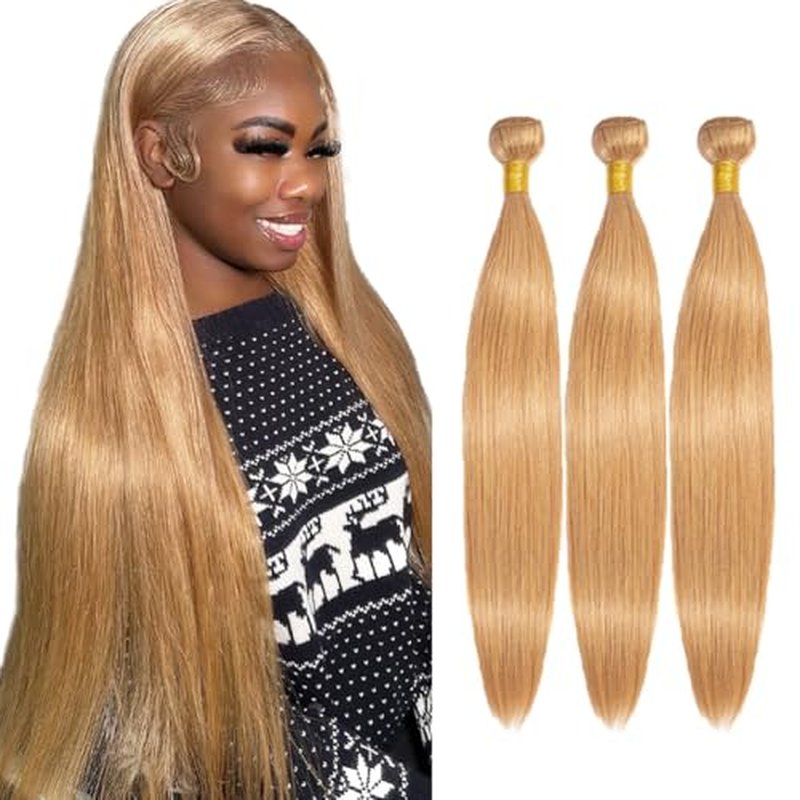 #27 Honey Blonde Straight Hair Bundles - Brazilian Virgin Hair