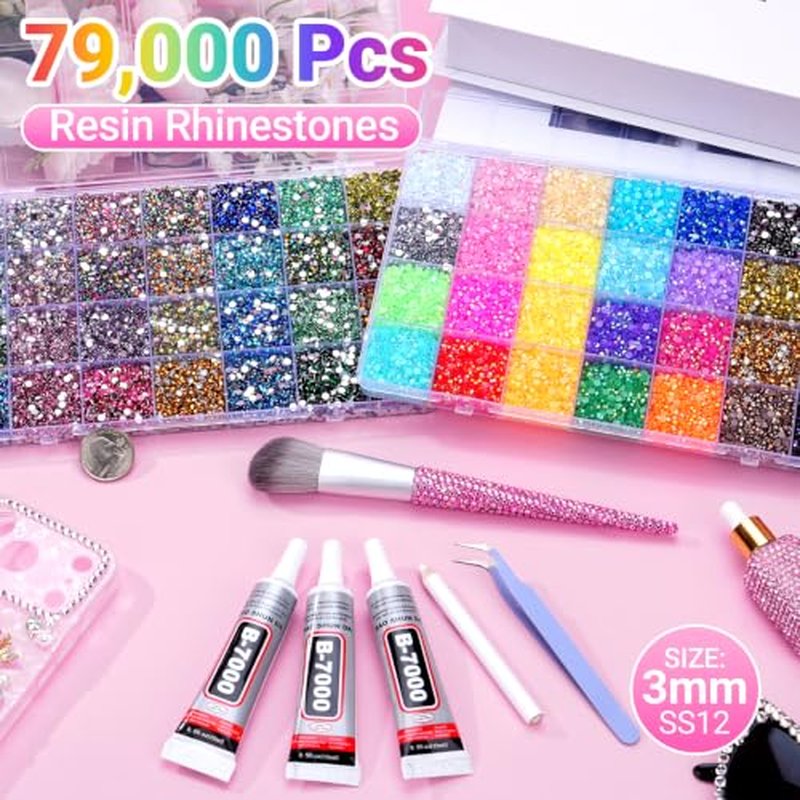 56 Color Bedazzling Kit with 79,000 3mm Rhinestones & Glue