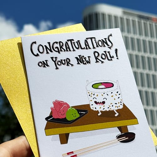 Congratulations on Your New Roll Card, Cute and Funny New Job Card, Work or Office Promotion Congrats Card for Boss, Coworker, Colleague, Friend