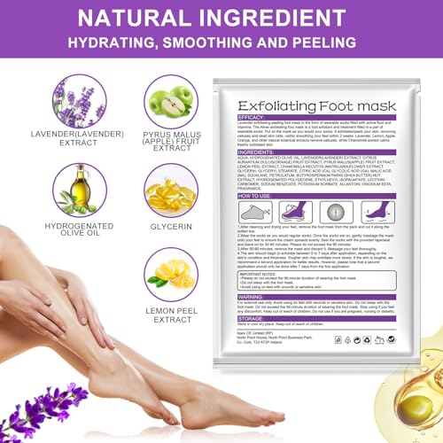 ALIVER Foot Peel Mask 3 Pack - Exfoliating Callus Remover for Soft Feet
