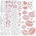 Face Gems Stickers with Red Lips & Hearts - 5 Sheet