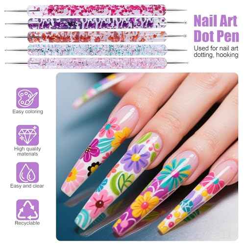 Artdone 28pcs Nail Art Brushes, Nail Art Tool Set, Dotting Tools, Dust Brush,Striping Brushes for Long Lines, Drawing Pen For Gel Polish Design supply