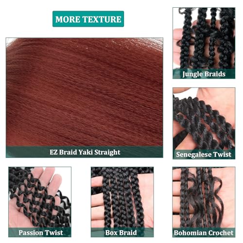 UPruyo 350 Ginger Braiding Hair Pre Stretched Prestretched Braiding Hair 26 inch Kids Kanekalon Knotless Brown Auburn Copper Braiding Hair Extensions