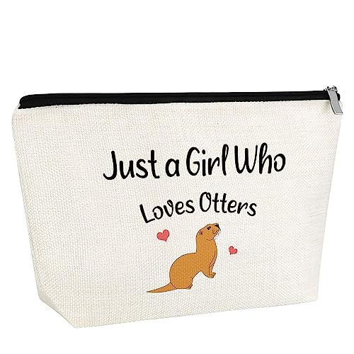 Otter Makeup Bag Otter Lover Gift Sea Otter Gifts for Women Animal Lover Cute Otter Animal Gift Inspiration Gifts for Friend Cosmetic Bag Birthday Christmas Gifts for Her Sister Cosmetic Travel Pouch