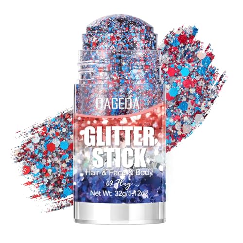 Red White Blue Glitter Stick | DAGEDA Patriotic Face Body Makeup