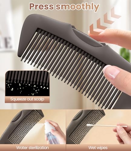 Dandruff Comb Set 2PC Stainless Steel Scalp Detox Hair Care Tool