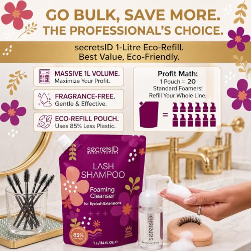 Professional Lash Shampoo for Extensions - 1L Eco-Refill Pouch