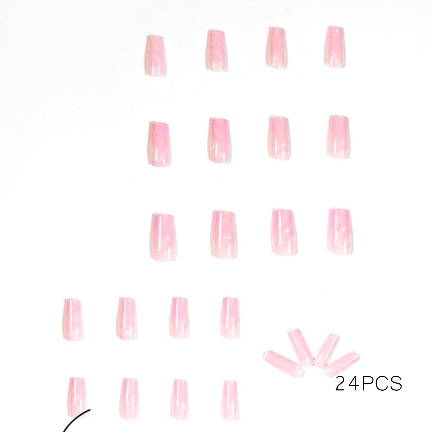 Vemalo Press on Nails Long Swirl Nails for Women Press on Acrylic Nails Pink Coffin Press on False Nails 24Pcs(Style 1)