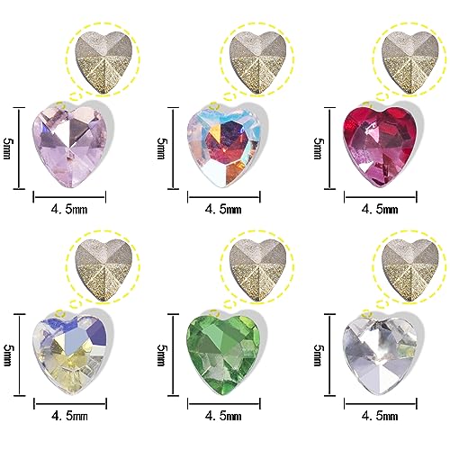 12 Grids 3D Mini Heart Shape Nail Rhinestones for Acrylic Nails Mixed Size Crystals Glass Round Flatback Rhinestones Nail Art Crystal Gem Jewelry Diamond Rhinestones for Nail Craft Decoration B