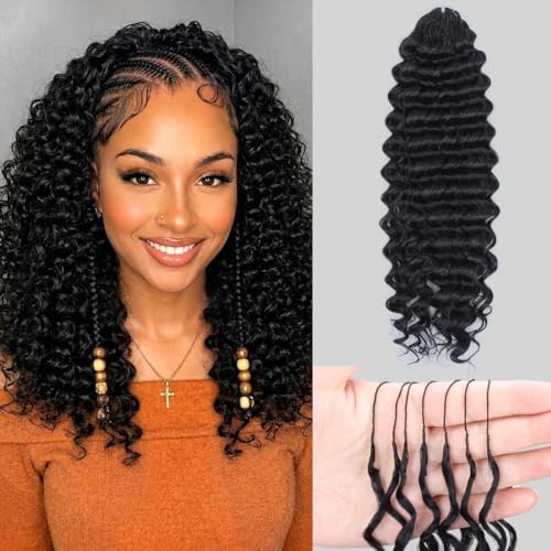 Feather Crochet Hair Extensions 14 Inch Deep Wave Synthetic