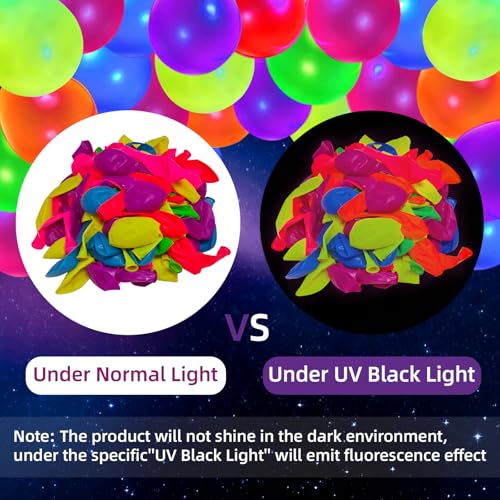 Neon Party Pack: 172 Glow Tattoos & 100 UV Balloons