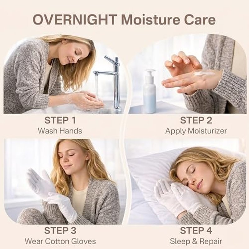 Cotton Moisturizing Gloves for Dry Hands - Overnight Hand Masks