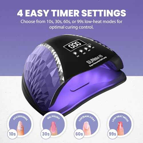 180W UV LED Nail Lamp, Gel Polish UV Light, 45 LED Nail Lights with Auto Sensor, LCD and 4 Timer Settings, Professional Nail Dryer, Blue Light Nail Lamp.