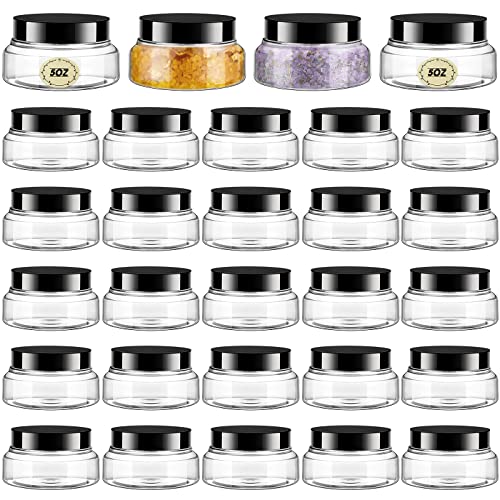 24 Pack 8oz Clear Plastic Jars with Lids and Labels