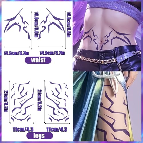 Purple Lightning Temporary Tattoos with Golden Star Brooch