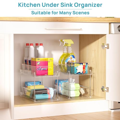 Vtopmart 4-Pack Under Sink Organizer, 2-Tier Pull-Out Cabinet Storage