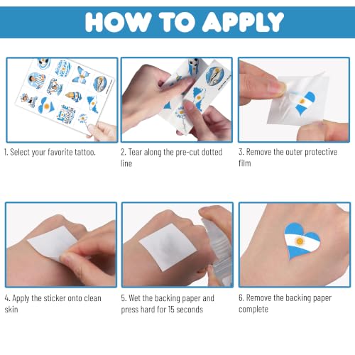 Argentina Soccer Temporary Tattoos 120 PCS Party Favors