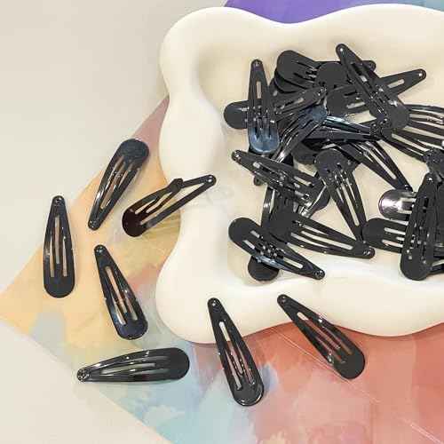 120PCS Black snap hair clips,2 inch hair barrettes for toddler girls,no-slip metal snap hair clips for women¡£