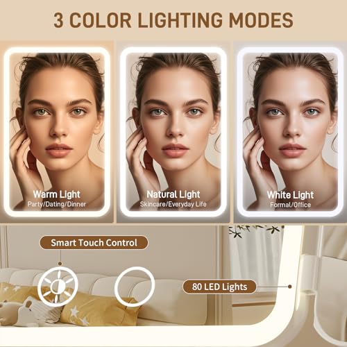 Makeup Mirror with Lights, Rechargeable Mirror with 3X/5X/10X Magnification, Portable Vanity Mirror with for Travel/Desk, Valentines Day Gifts for Her