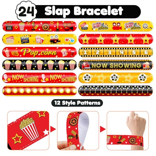 72-Piece Movie Night Party Favors Set - Tattoos & Slap Bracelets