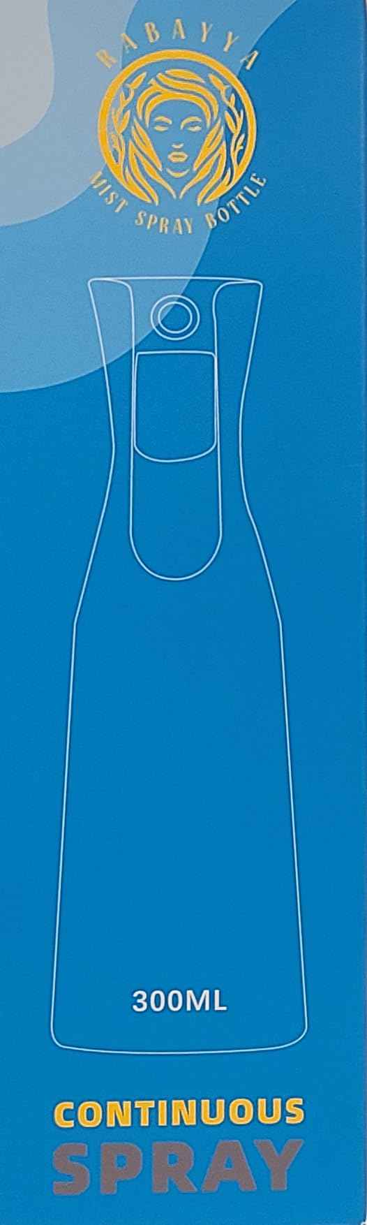 Rabayya Continuous Mist Hair Spray Bottle (Continuous Water Mister for Plants, Skin Care, Cleaning, Hairstyling & Misting) 10.1 Ounce