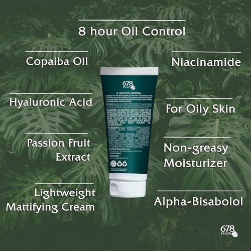 678Brazil Oil Control Facial Moisturizing Gel - Hydrating Non-greasy Lightweight Mattifying Moisturizer - Oily & Acne-prone Complexion - Copaiba, Niacinamide, Hyaluronic Acid - 60g / 2.11oz