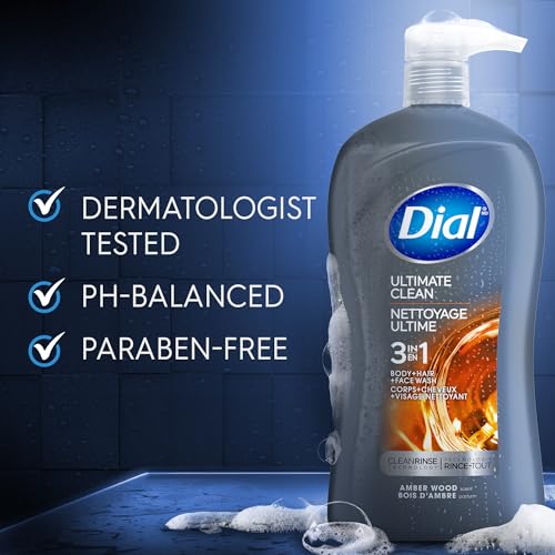 Dial Men 3-in-1 Body, Hair & Face Wash, 32 fl oz