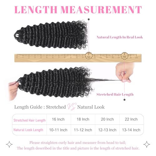 Lademi 16" Crochet Hair 60g Deep Wave Feather Extensions