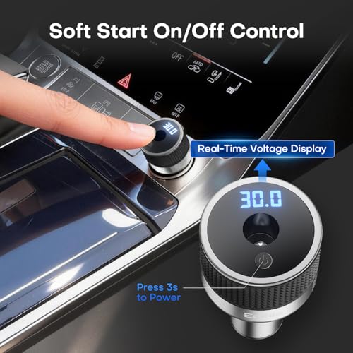 Starlink Mini Car Adapter - 12V/24V to 30V with Voltage Display