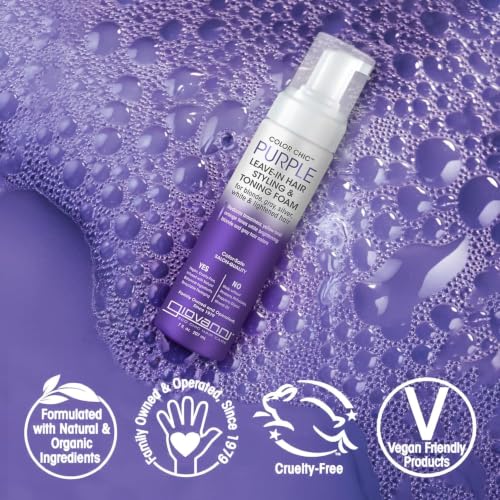 GIOVANNI Purple Leave-In Toning Foam for Blonde & Gray Hair, 7 fl oz