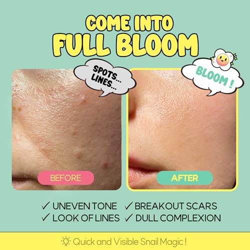 Smilebloom KKOCH Snail Mucin 85% Face Serum 1.69 fl oz 50ml | Hydrating Face Serum Packed with Vegan Collagen & Peptide | Age-Defying Korean Face Serum Snail Moisturizer for sensitive skin