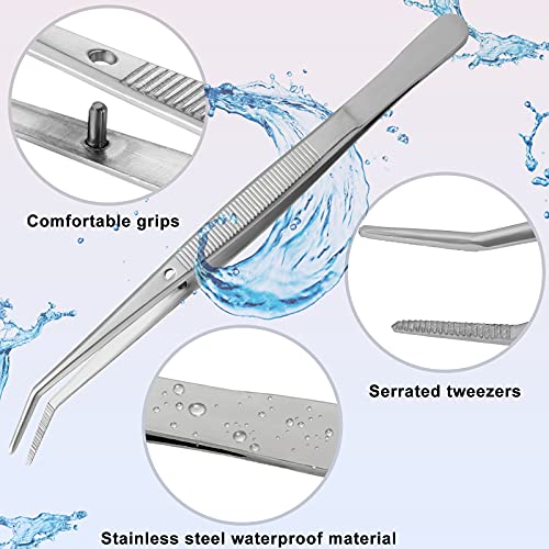 Honoson Stainless Steel Curved Tweezers Set - 10 Pack
