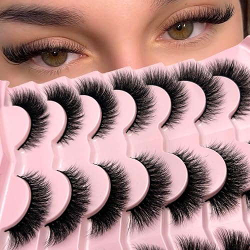 Fluffy 3D Cat Eye Lashes 14 Pairs Reusable Faux Mink Strip