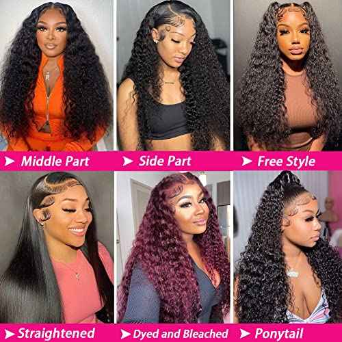 bangjazz 13x4 Deep Wave Lace Front Wigs Human Hair 180% Density Deep Wave Frontal Wigs Human Hair HD Lace 26 Inch Curly Wigs for Black Women Pre Plucked with Baby Hair Curly Lace Front Wig