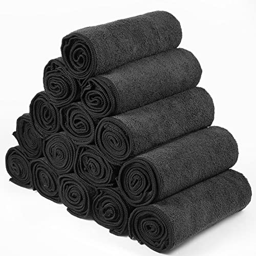 40 Pack Bleach Proof Microfiber Hair Towels 16x29 Black