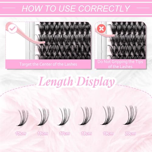 Individual Lashes Big Tray D Curl Lash Clusters 10D 20D 30D 40D Individual Lash Extensions Cluster Lashes Lash Extension Supplies Eyelash Clusters (40D-0.07D, 15-20mm)