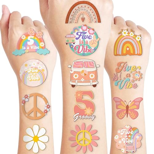 96 PCS Five Is A Vibe Temporary Tattoos - 5th Birthday Party Favors