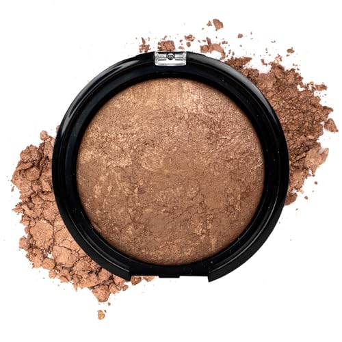 Palladio Baked Bronzer Powder - Shimmery Glow, Dry or Wet
