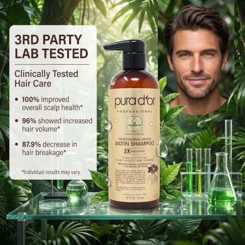 PURA D'OR Biotin Shampoo for Thinning Hair - 16 fl oz