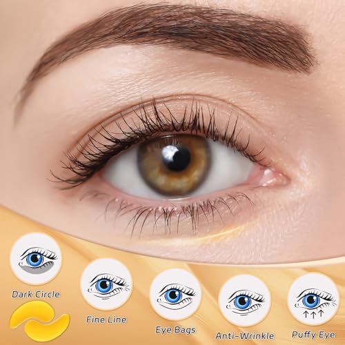 50 Pairs Under Eye Patches,24k Gold Gold Eye Mask,Eye Mask with Collagen,Eye Gel Pads for Puffy Eyes and Dark Circles,Reduces Wrinkles RevitalisesYour Skin, Skincare Treatment for Women Men