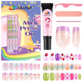EBANKU Kids Press-On Nails Set A - 130 Fake Nails with Adhesives, French Flower Design, Child Friendly